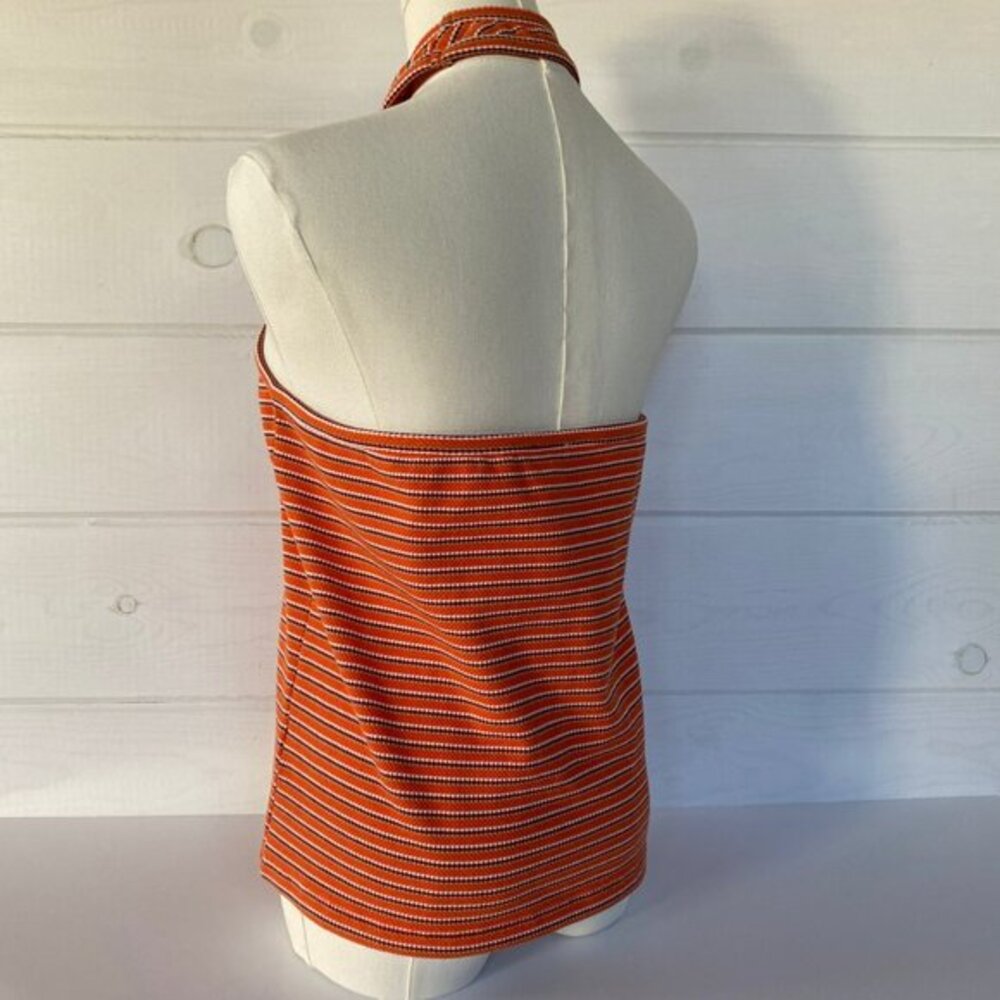 Fall Layering Anthropologie Y2K Halter Top Tank XL Orange Stripe Boho Retro 70s‎ - Picture 4 of 11